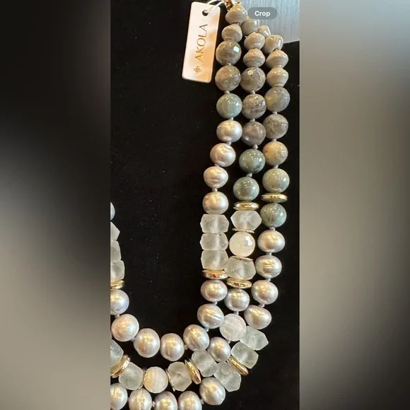 Akola Gorgeous 3 Strand Gray Pearl & Multi Beaded Necklace